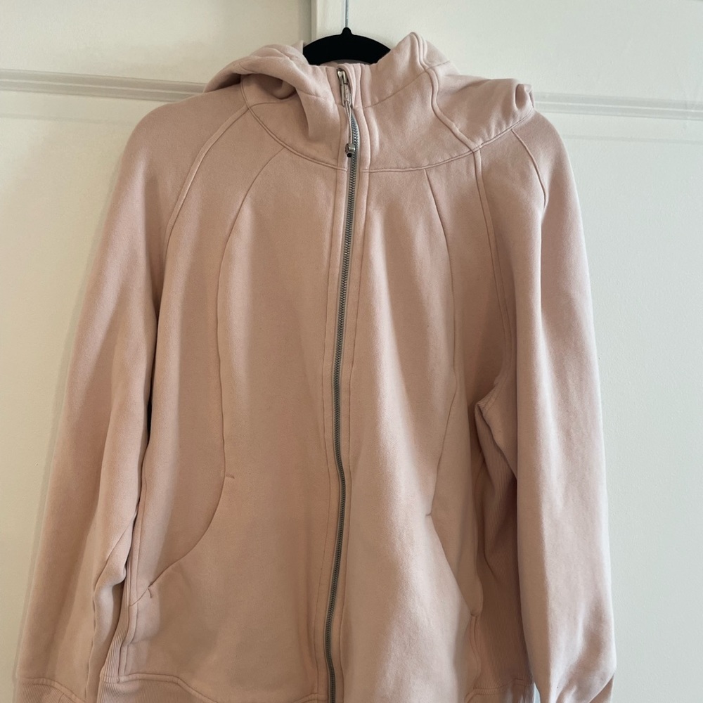 RARE! Lululemon scuba light cotton fleece full zip hoodie in feather pink